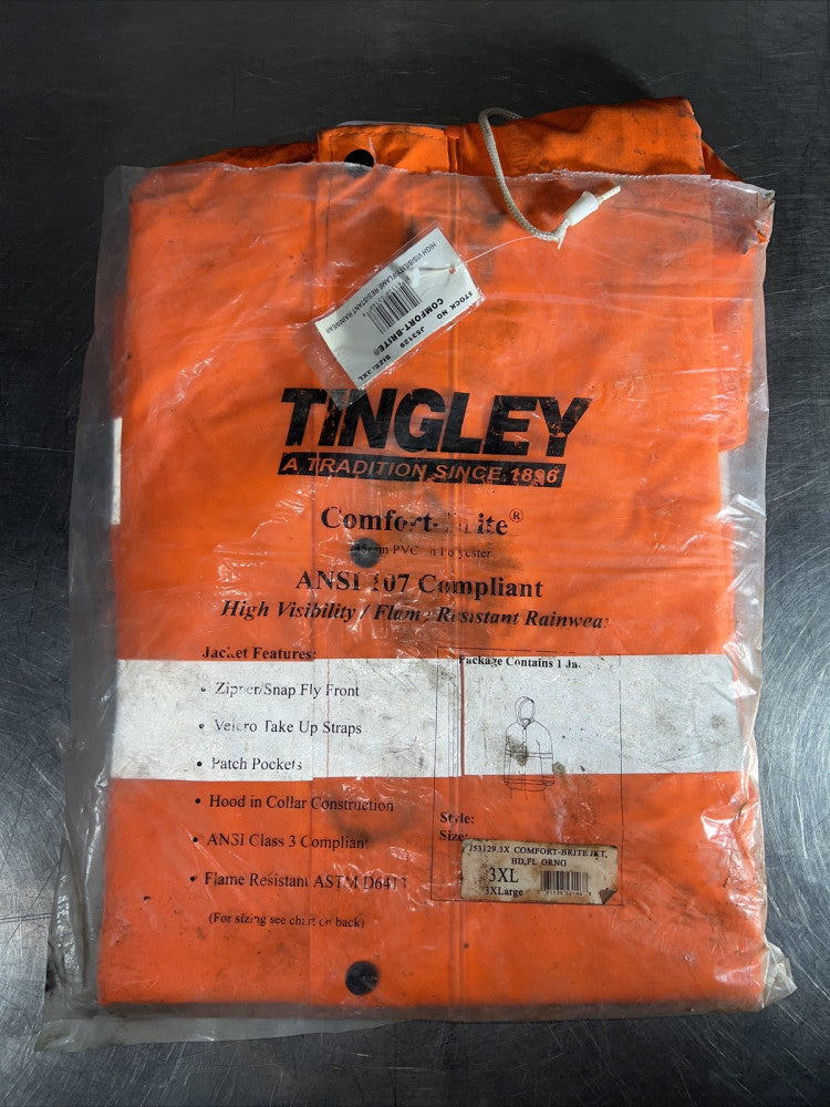Nos Surplus Tingley J53129 Comfortbrite Flame Resistant Rain Jacket, Orange, 3Xl