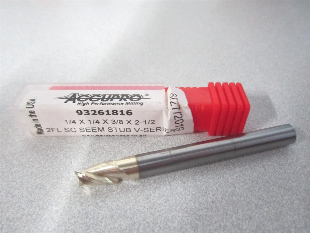 (251S250C5) 1/4" x 3/8" x 1/4" x 2-1/2" OAL Solid Carbide 2Fl Square End Mill