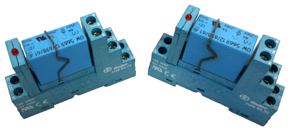 FINDER 95.75 RELAY SOCKET 10A 250V IGR C250 W/MONITORING RELAY 250V LOT OF 2