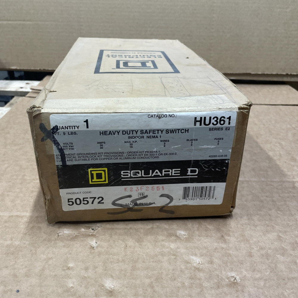 NEW OLD STOCK Square D HU361 Heavy Duty Safety Switch 30A, 600VAC/V