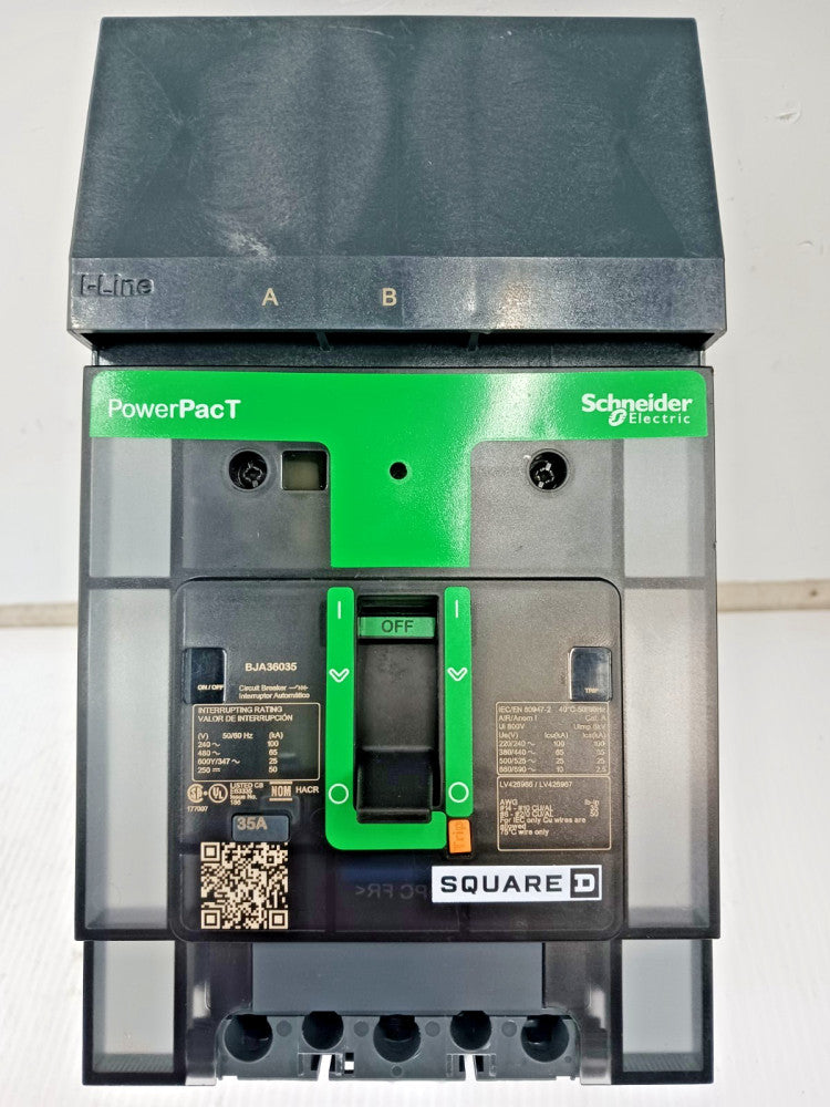 New Square D PowerPacT 35 Amp I-Line Circuit Breaker 3 Pole 600Y/347V BJA36035
