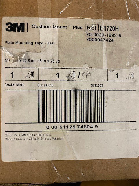 3M™ Cushion-Mount Plus Plate Mounting Tape E1720H 18 in x 25YD, Teal