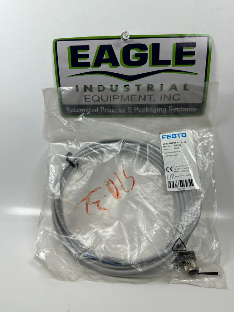 Festo NEBU-M12W5-K-2.5-LE4 (550325) Connecting Cable Gray 90° Connection 2.5m