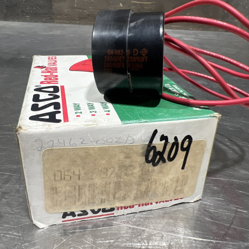ASCO RED-HAT 64-982-5-D SOLENOID VALVE COIL 220-240 VOLT, 50-60HZ Nos Surplus
