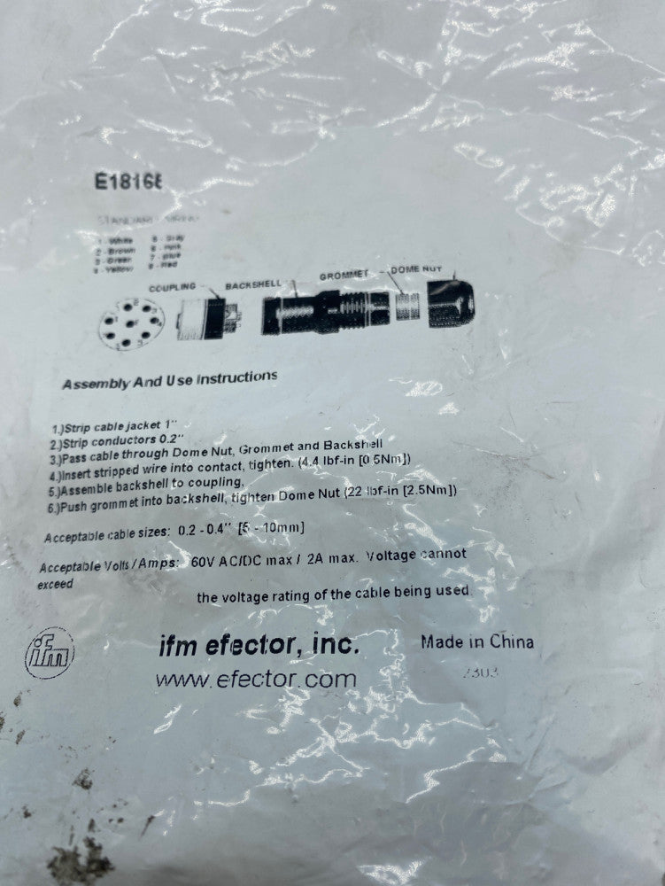 NEW IFM E18168 Female Wireable Connector Black 4 Pin