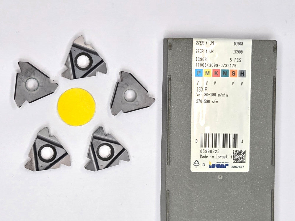 ISCAR*27ER 4 UN IC908*LAYDOWN THREADING INSERT*****LOT OF 5