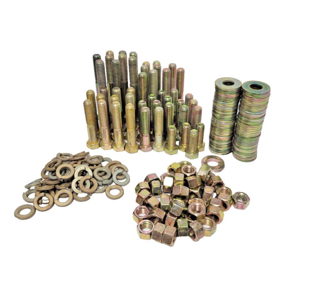 HEX BOLT ASSORTMENT WITH WASHERS AND NUTS YELLOW ZINC **LOT OF 221** 3/8"