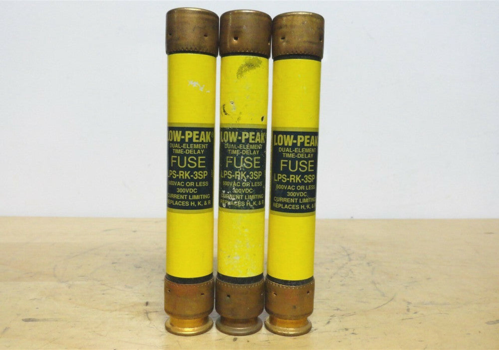 ( 3 ) - BUSSMANN - LPS-RK-3SP - 3A Low Peak Time Delay Fuse 600vac/300vdc - NEW