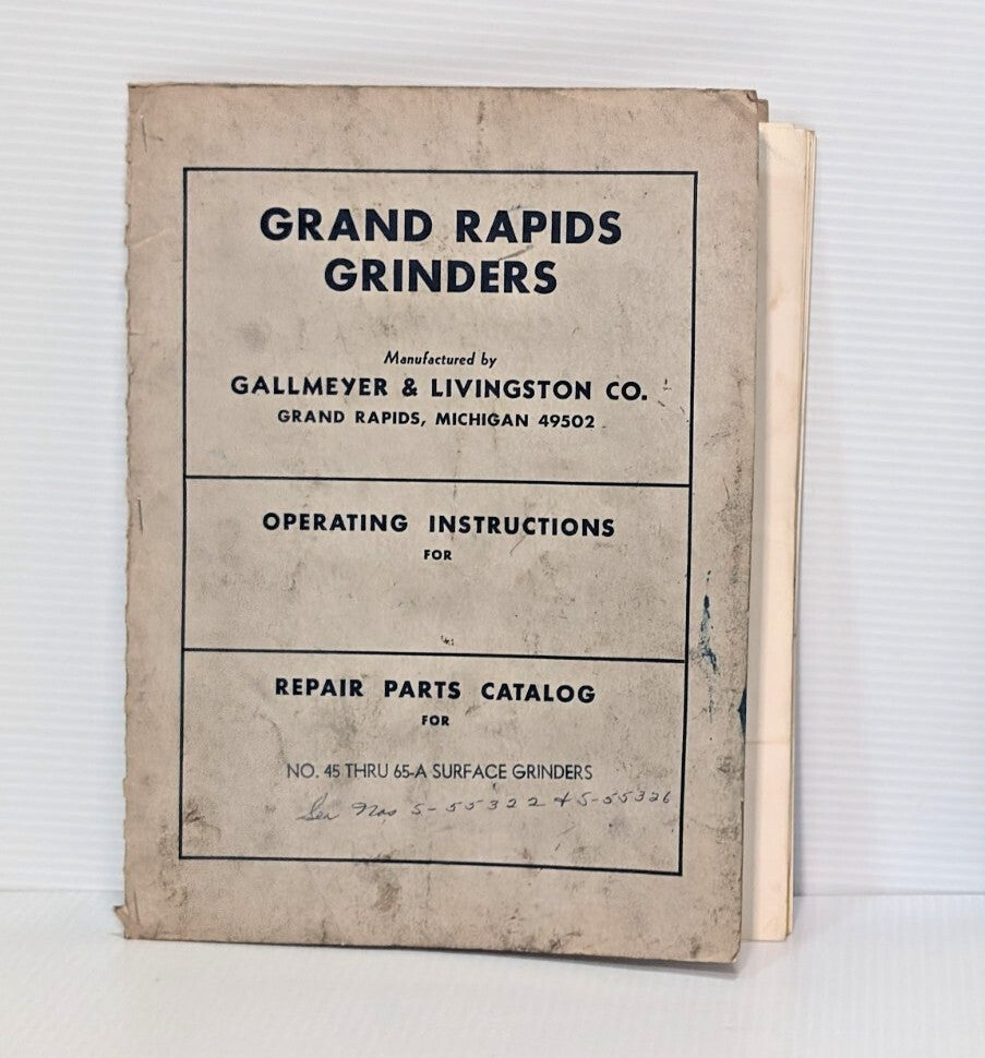 Gallmeyer + Livingston Grand Rapids Grinders Operating + Repair Parts Catalog