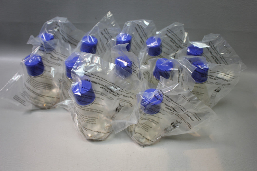 12- TRIFOREST 125mL PC Graduated Erlenmeyer Shaker Flask DuoCap FPC0125S