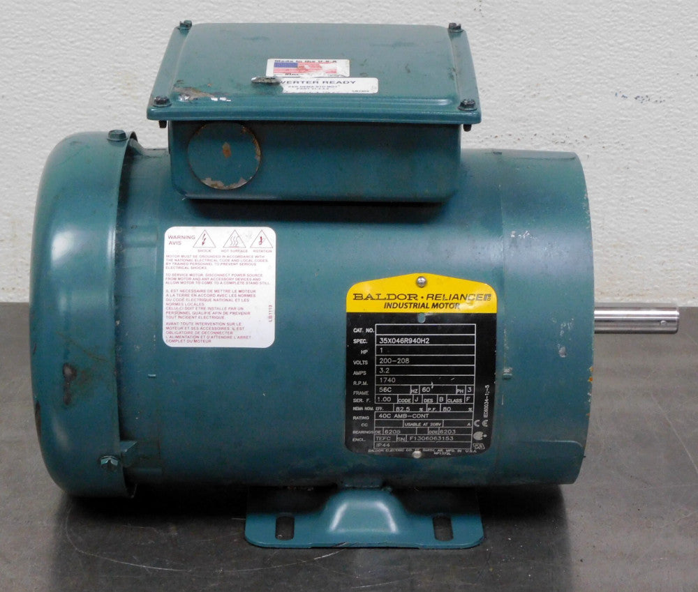 Baldor 35X046R940H2 Electric Motor 200-208VAC 1740RPM 3.2A 56C 3PH 1HP