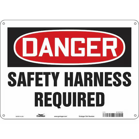 Condor 479F96 Safety Sign, 10 In Height, 14 In Width, Aluminum, Horizontal