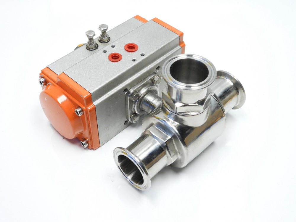 Pneumatic 3 Way Valve DN32 Double Acting C Flow