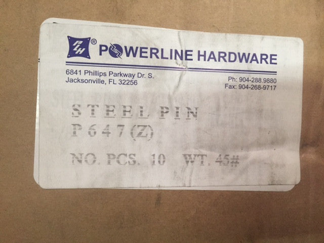 Lot of 10 Powerline Hardware High Voltage Steel Primary Pins Cat# P647 (NEW)