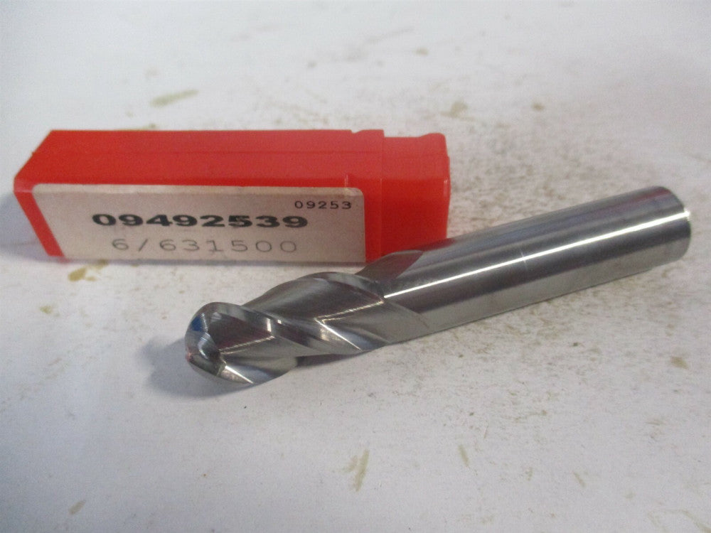 (12184397) 1/2" x 1" x 1/2" x 3" OAL Solid Carbide 3 Flute Spiral Ball End Mill