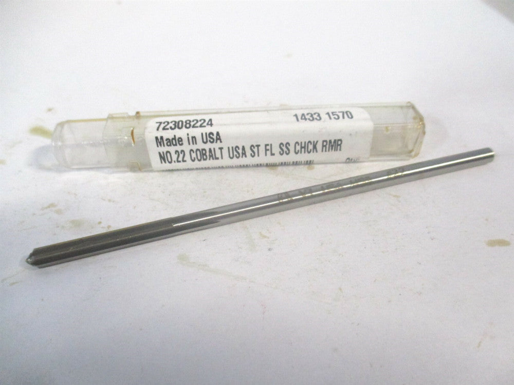 (1433-0.1570) #22 1" x 4" OAL 6Fl Straight Shank Cobalt RH Chucking Reamer