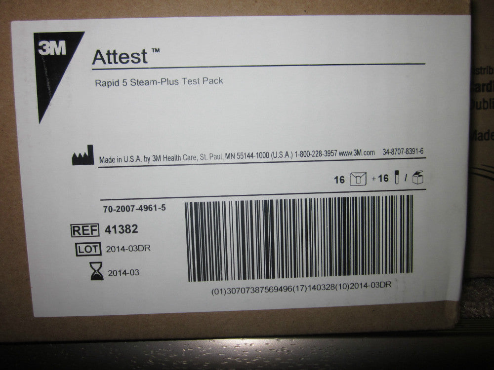 3M™ ATTEST™ RAPID 5 STEAM PLUS TEST PACK # 41382F (BOX OF 16)