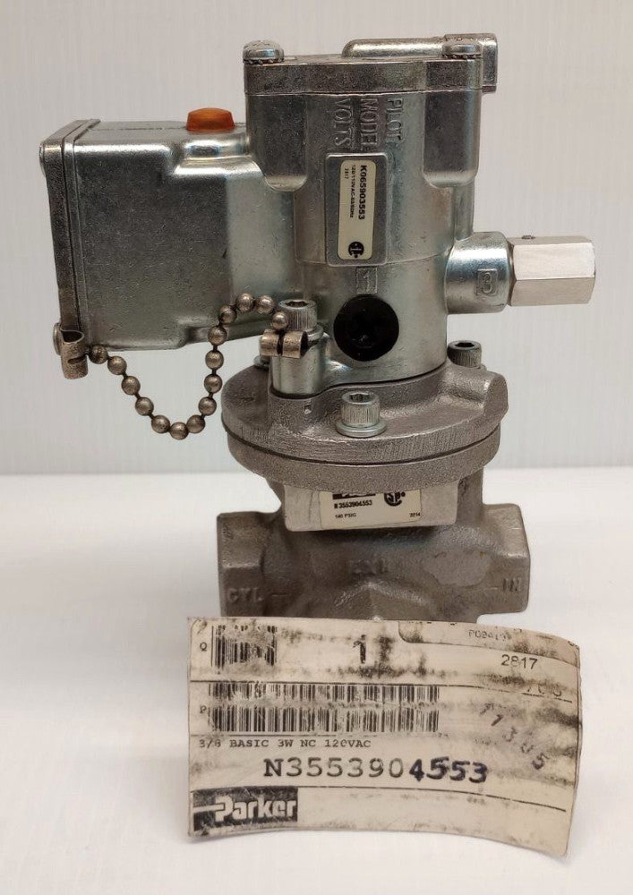Parker N3553904553 Pneumatic Solenoid Valve 120VAC 140Psig