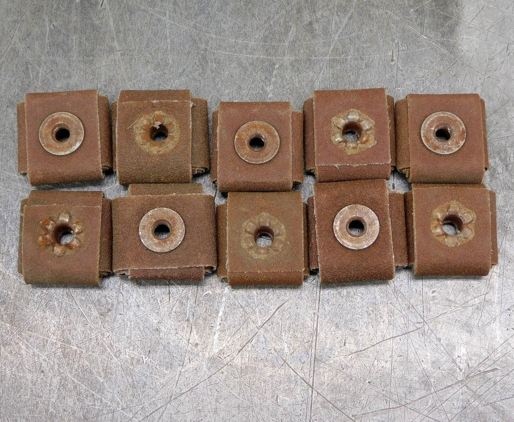 Lot of Ten (10) Merit Square Pad Abrasives 1-1/2x1/2x1/4-20 60 Grit 26445
