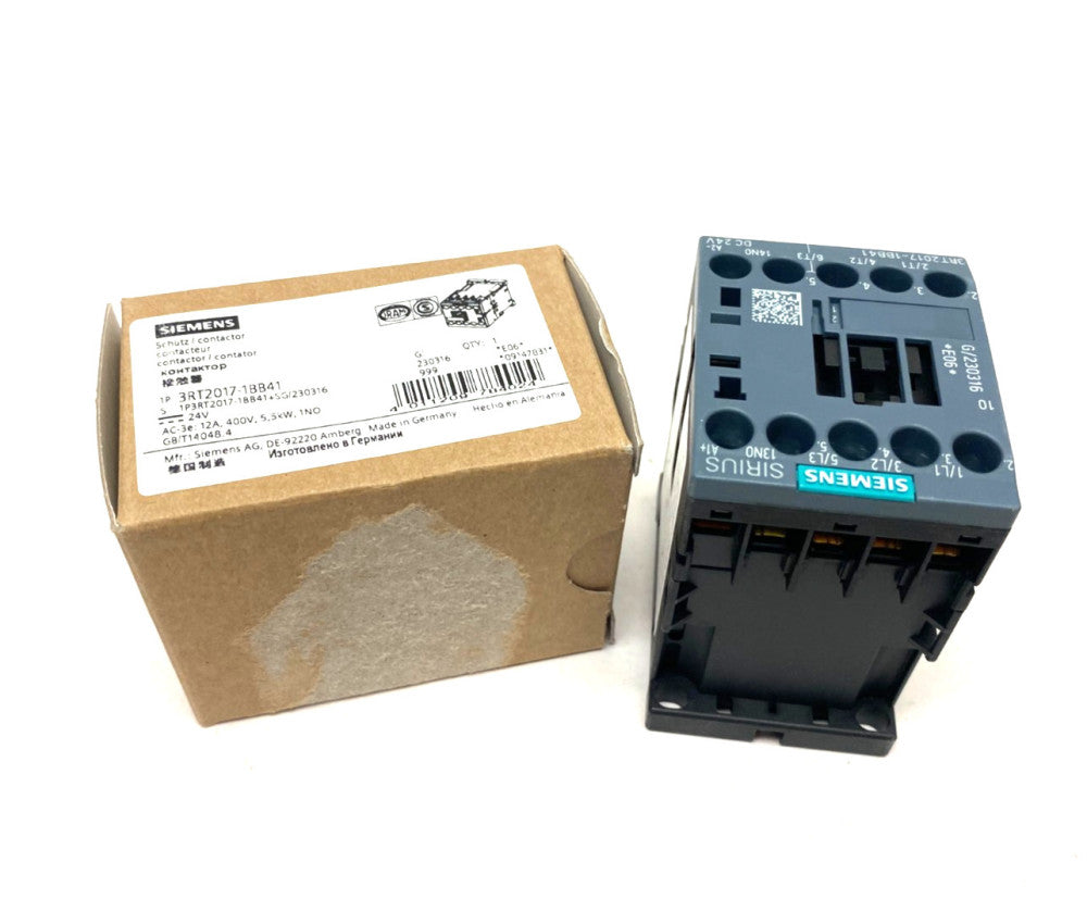 Siemens 3RT2017-1BB41 Sirius Contactor 12A, 400V, 5.5kW, 1NO