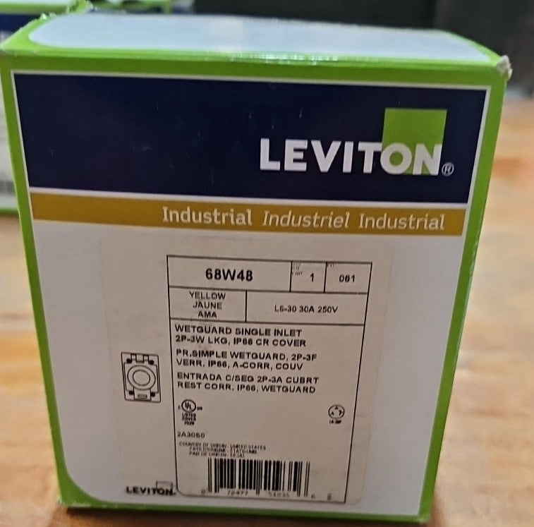 Leviton 68W48 30 Amp 250 Volt NEMA L6-30 2P 3W IP66 Rated Cover Grounding