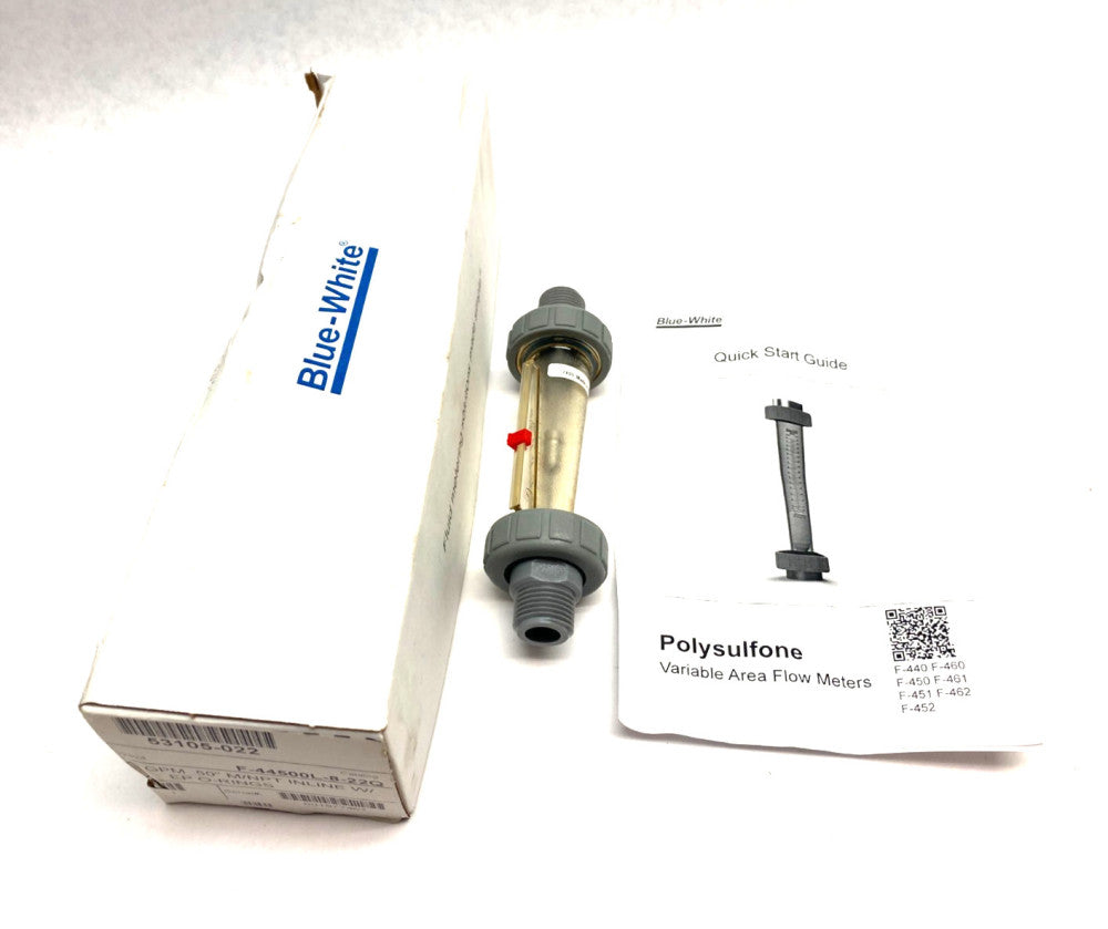 Blue-White F-44500L-8-22Q Polysulfone Variable Area Flow Meter 1/2" MNPT