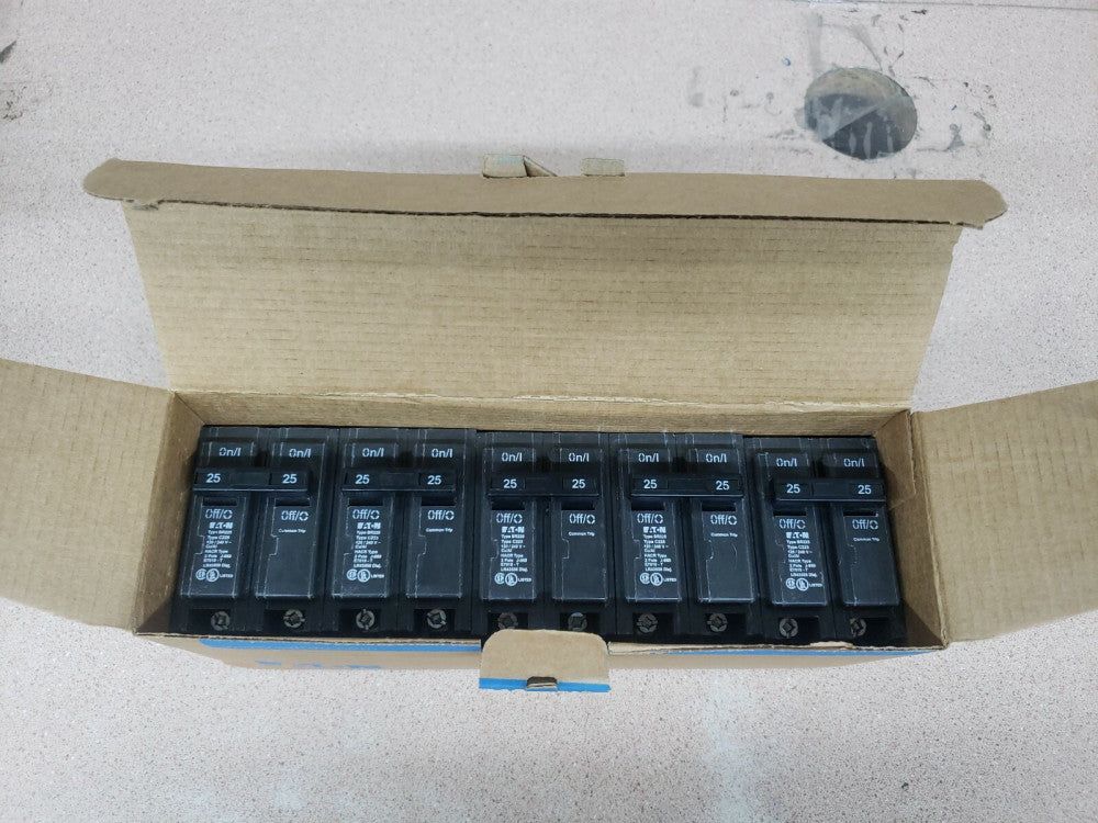 BOX OF 5 EATON Cutler-Hammer BR225 2 Pole 120/240V 25 Amp Circuit Breaker New