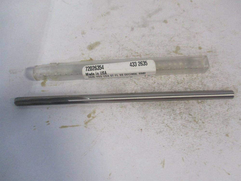 (433-0.2635) 0.2635" x 1-1/2" x 6" Straight Shank HSS 6-Flute Chucking Reamer
