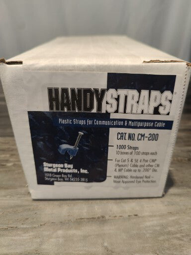 Box Of 1000 Handy Straps CM-200 Coaxial Cable Cat5/5E Cat6 1 Nail Fastener