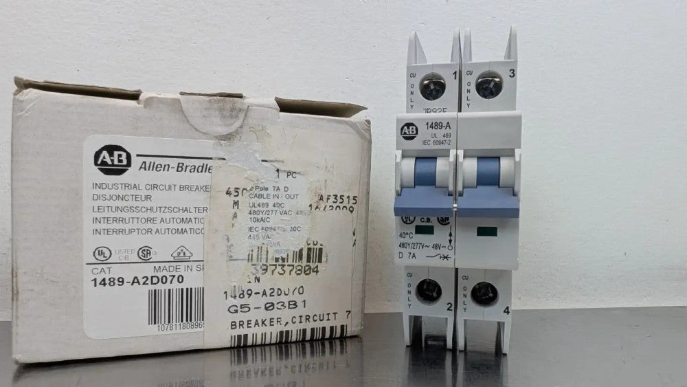 Allen-Bradley 1489-A2D070 Circuit Breaker Ser A 2-Pole 480Y/277VAC/48VDC 7A