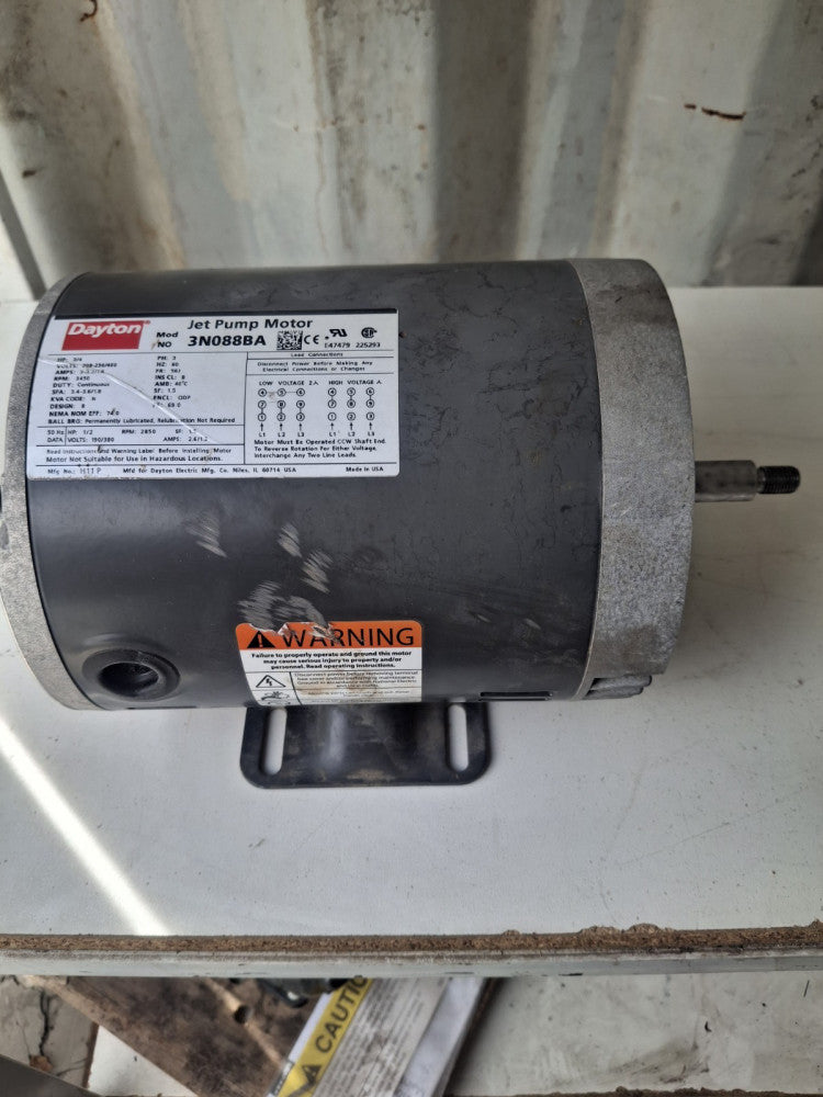 Dayton Jet Pump Motor 3N088BA 3/4 HP 3450 RPM 208-230/460 Volt