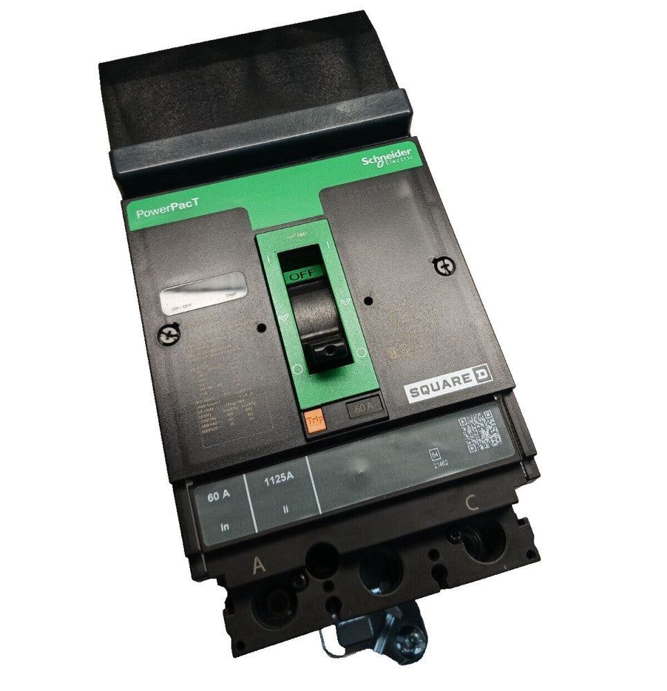 SQUARE D 60 AMP CIRCUIT BREAKER 2 POLE 600 VAC 65kA @ 480 VAC HJA260602