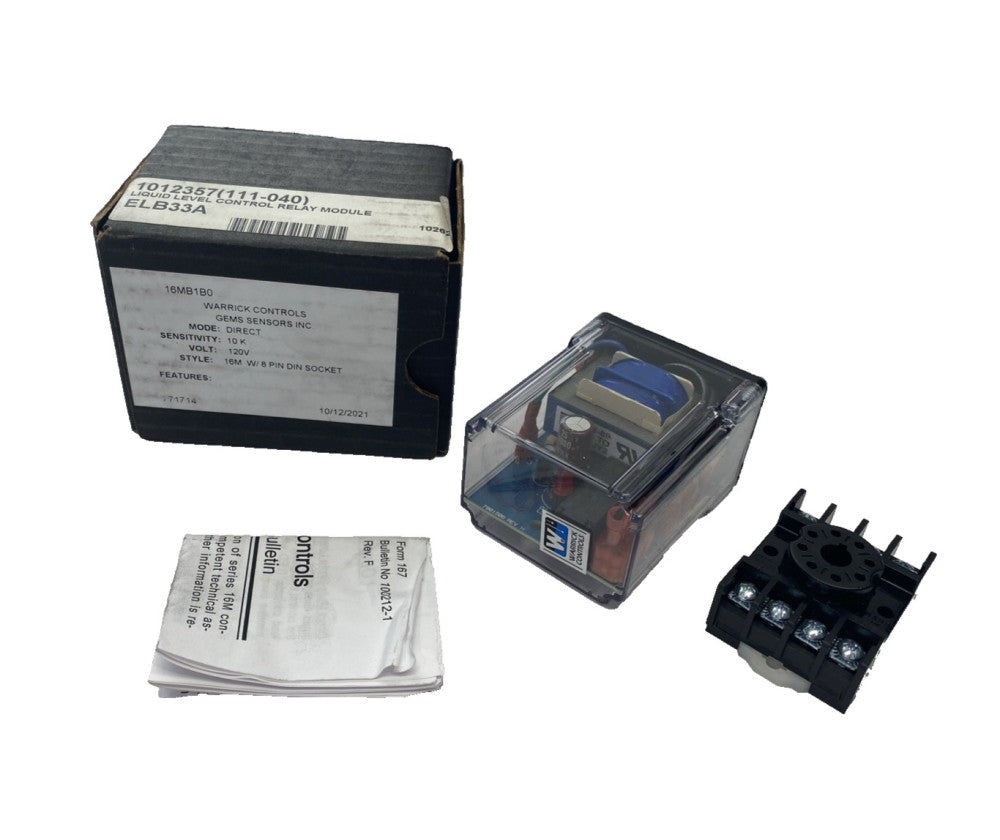 Warrick Controls GEMS 16MB1B0 Liquid Level Control Module 10K, 120V 8-Pin
