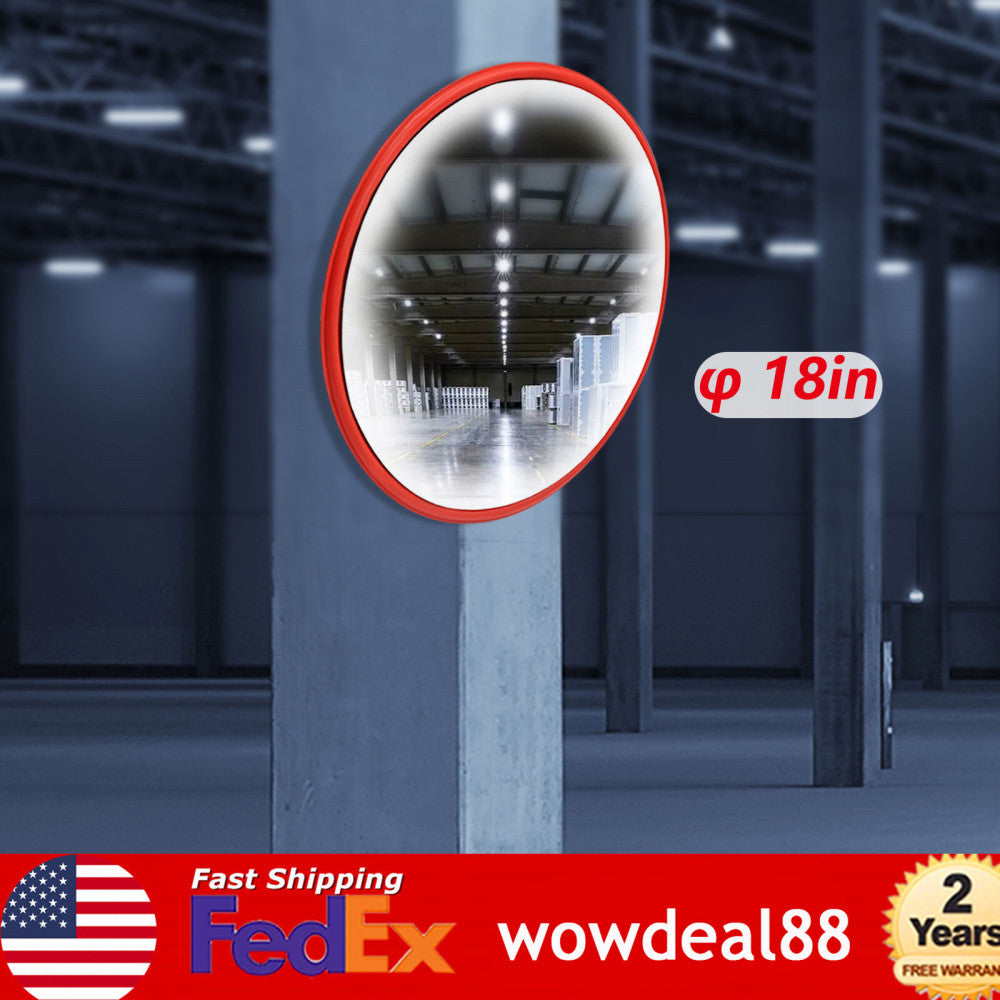 18" Convex Mirror Wide Angle View Curved Traffic Safety 45cm Outdoor Indoor US