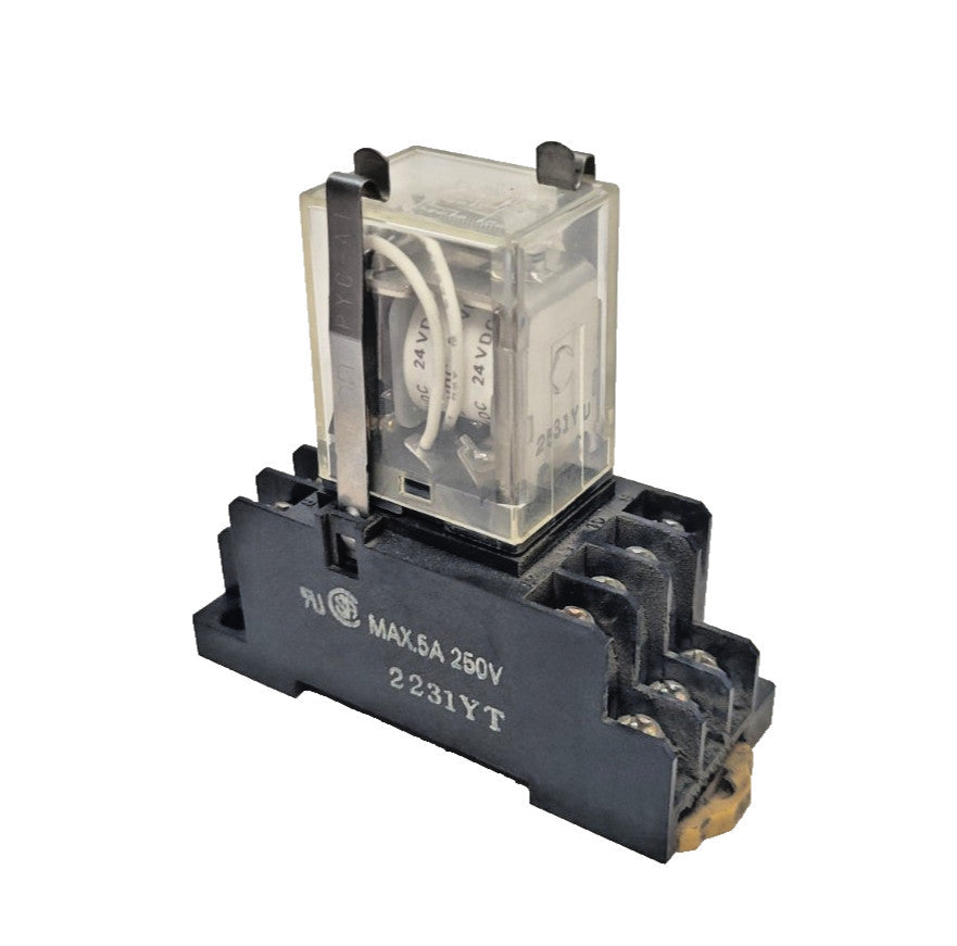 OMRON MINI POWER RELAY MY4 W/ RELAY BASE 2231YT, 5 AMP, 240 VAC, 28 VDC
