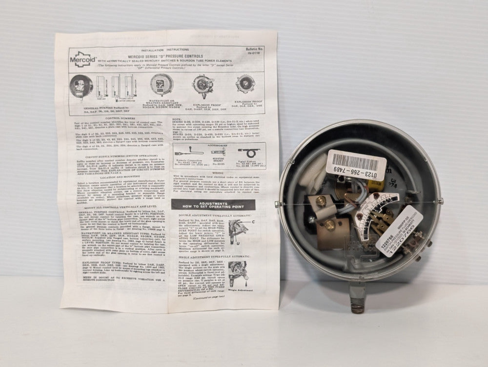Dwyer Instruments/ Mercoid DA-31-2-3A Fluid Pressure Switch, Series D, 1220766