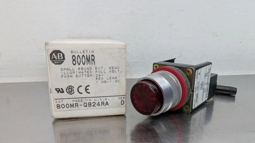 Allen-Bradley 800MR-QB24RA Small Round Illuminated Push Button Ser D 1NO 1NC Red
