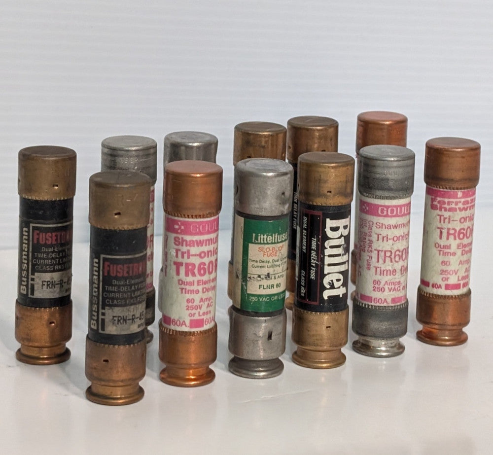 Lot of 12: Assorted Fuses, Bullet, Shawmut, Fusetron, Littelfuse, More