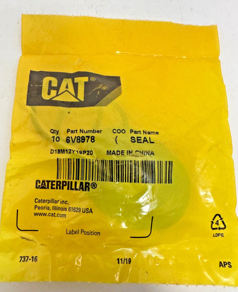 10-Pack Caterpillar CAT OEM 6V8978 Seal
