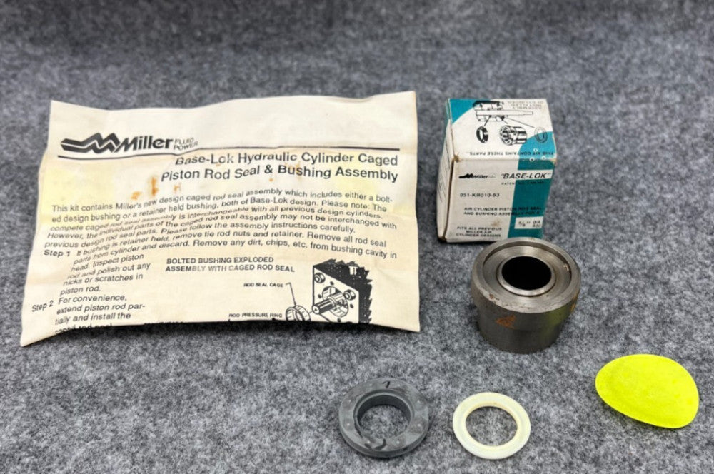 MILLER 051-KR010-63 BASE LOK PISTON ROD SEAL & BUSHING ASSEMBY 5/8"