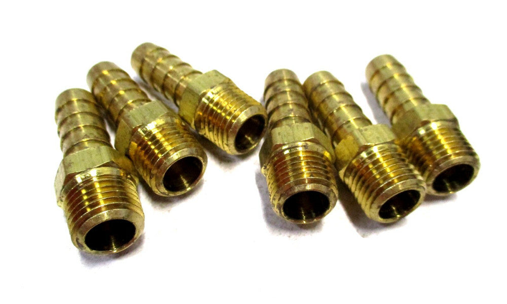 CerroBrass (P-201A-6B) 3/8" ID Brass Hose Barb x 1/4 NPT Male Connector - 6 QTY