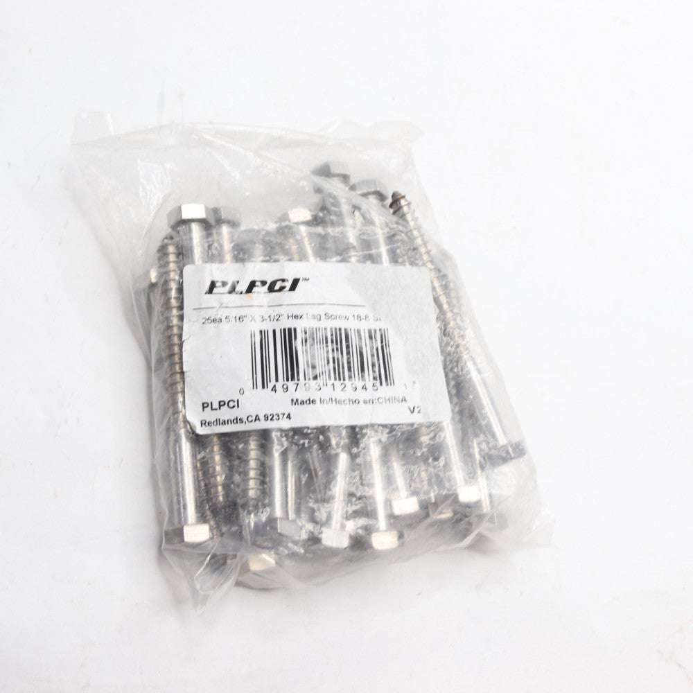 (25-Pk) Prime-Line Hex Lag Screws Grade 18-8 SS 5/16 In. X 3-1/2 In. 9055783