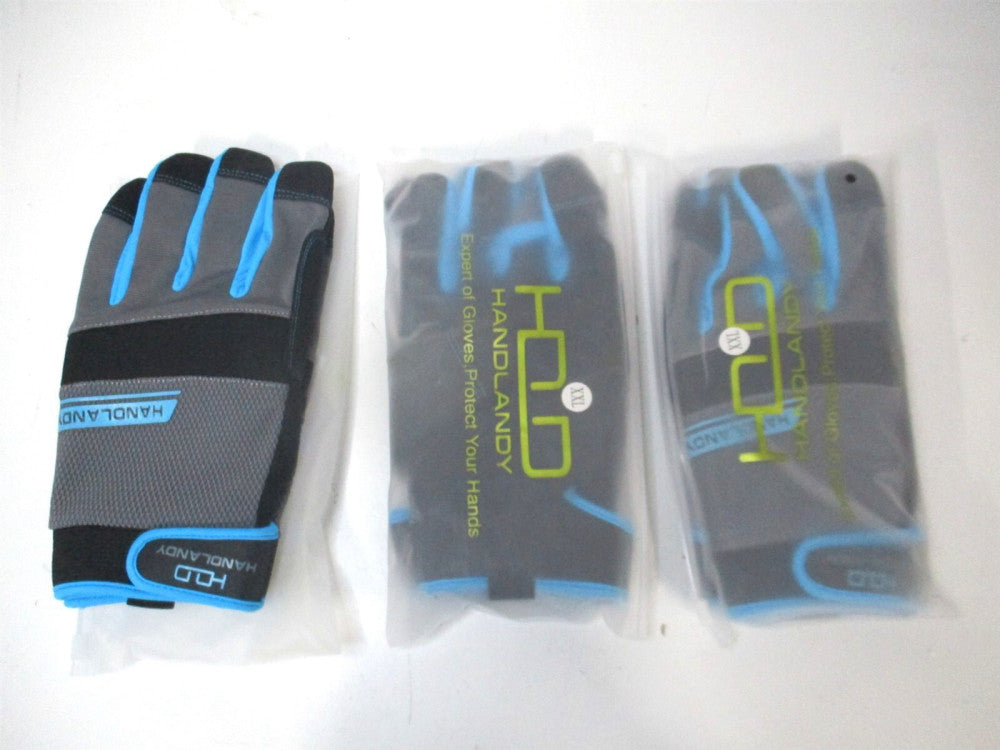 HLDD HANDLANDY XXL Blue UltraLight Safety Work Gloves for Men & Women - Qty 3