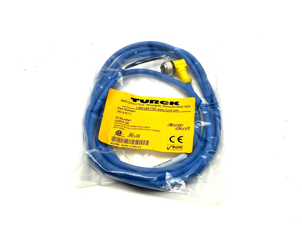 Turck WK 4.41T-2 Single Ended Cordset 2m Length U2437-58