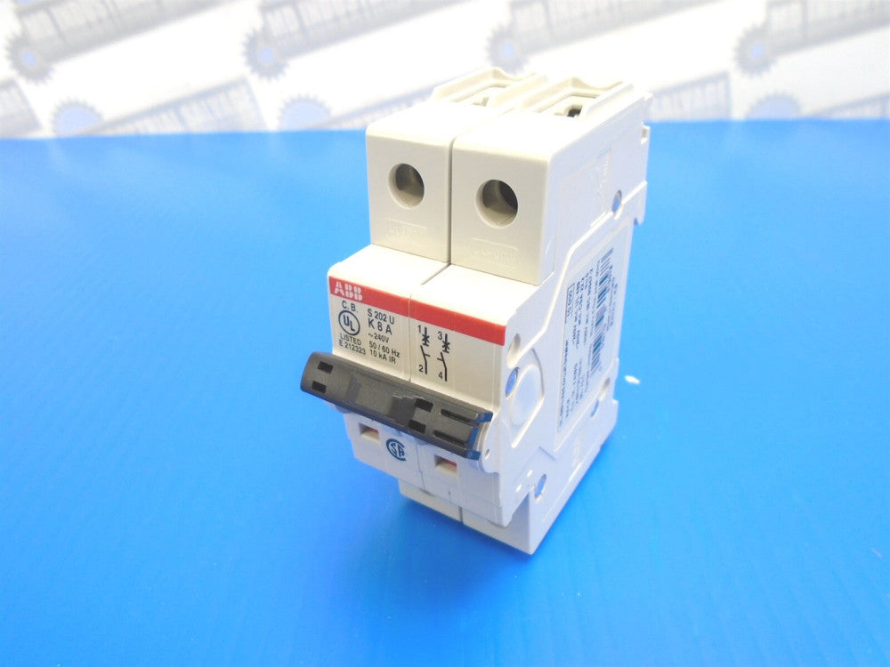 ABB - S202U-K8 - Circuit Breaker - 2PL - K Curve, 2-P, 8A, 10kA, 240VAC, UL489
