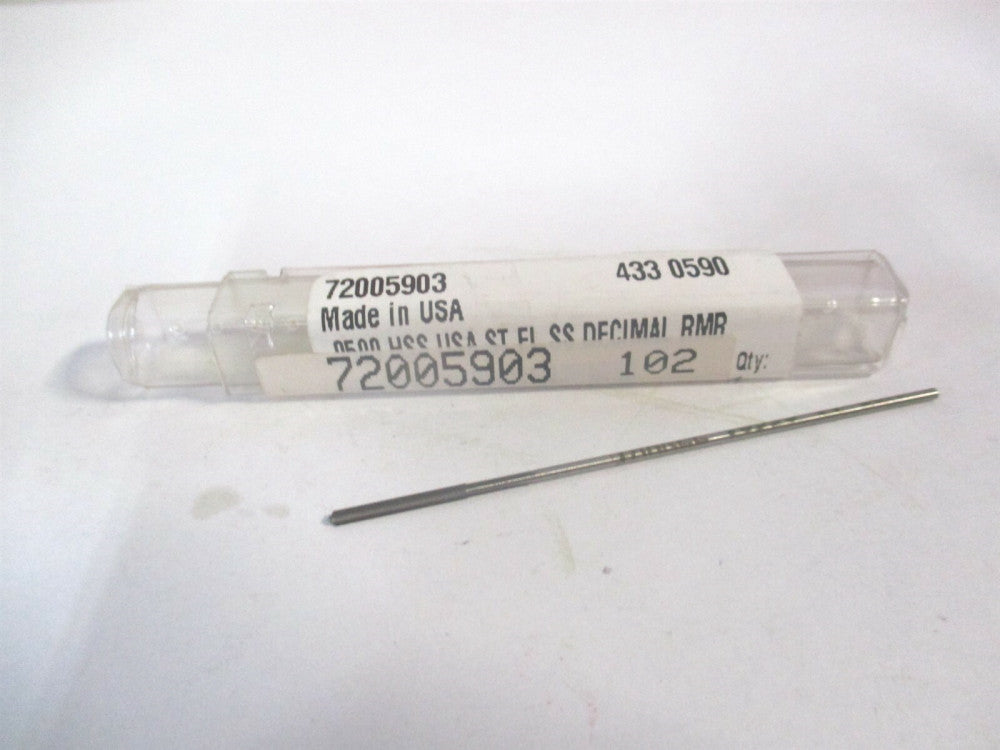 (433-0.0590) 0.059" x 1/2 x 2-1/2" 4-Flute Straight Flute HSS Chucking Reamer