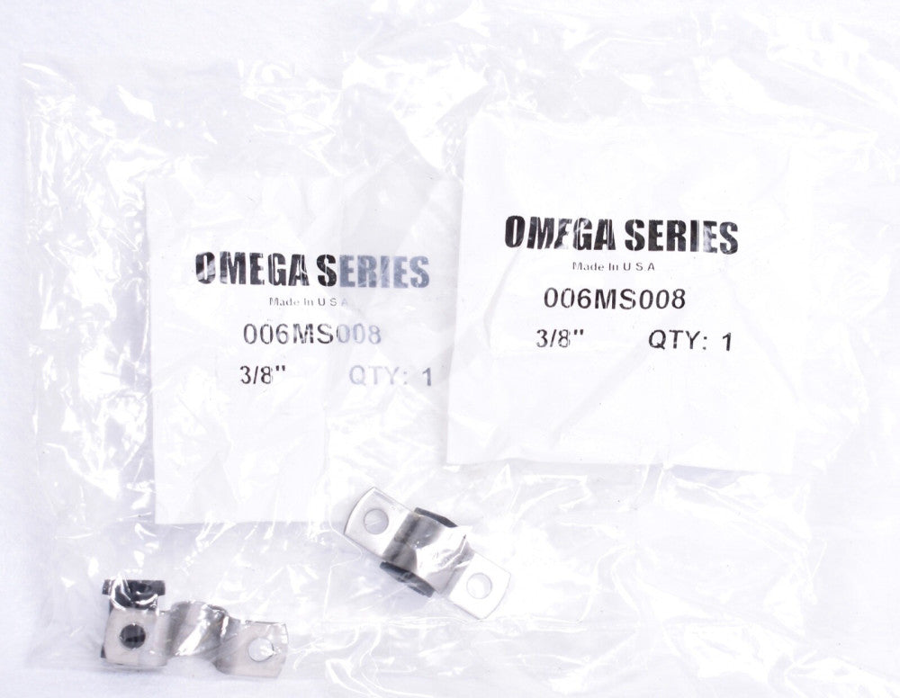 2 Count ZSI Omega Series 2-Hole Cushioned Pipe Clamps 3/8" 006MS008
