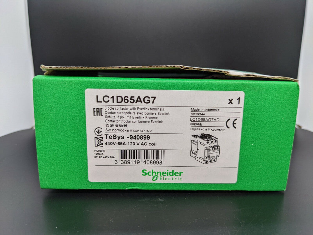 Square D LC1D65AG7 65 Amp 3 Pole 120V AC Contactor