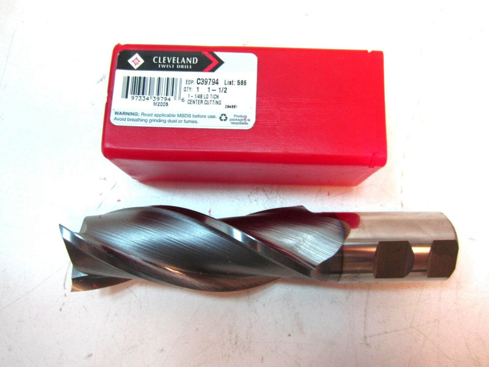 Cleveland (C39794) 1-1/2" HSS 3F TiCN CC Square End Mill 1-1/4 Shank 4" LOC