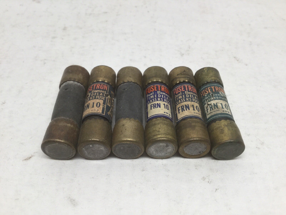 Bussmann FRN10 FUSETRON Dual Element Class K5 & K9 Fuses (Lot of 6)